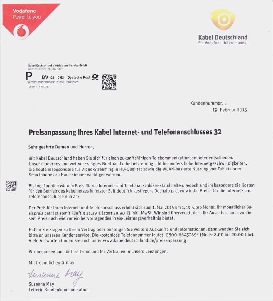 1&1 Außerordentliche Kündigung Vorlage Süß Kabel Deutschland Außerordentliche Kündigung Vorlage