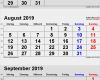3 Monatskalender Vorlage Luxus Kalender August 2019 Als Excel Vorlagen