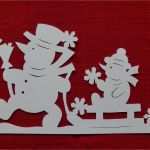 333 Vorlagen Winter Weihnachten Hübsch Schneemann Mit Schlitten Fensterbild Filigran