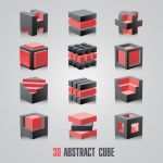 3d Würfel Vorlage Einzigartig 3d Abstrakt Würfel Signet Set