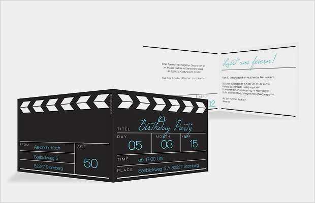 50 Geburtstagseinladungen Vorlagen Fabelhaft Einladung 50 Geburtstag &quot;regieklappe&quot;
