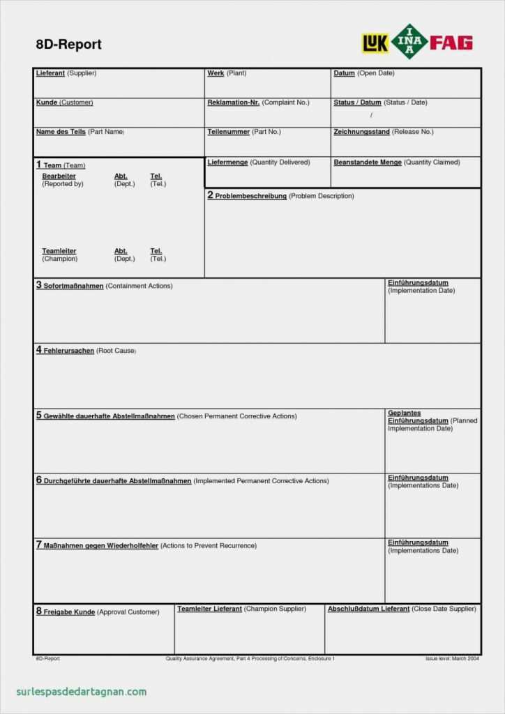 8D Report Template