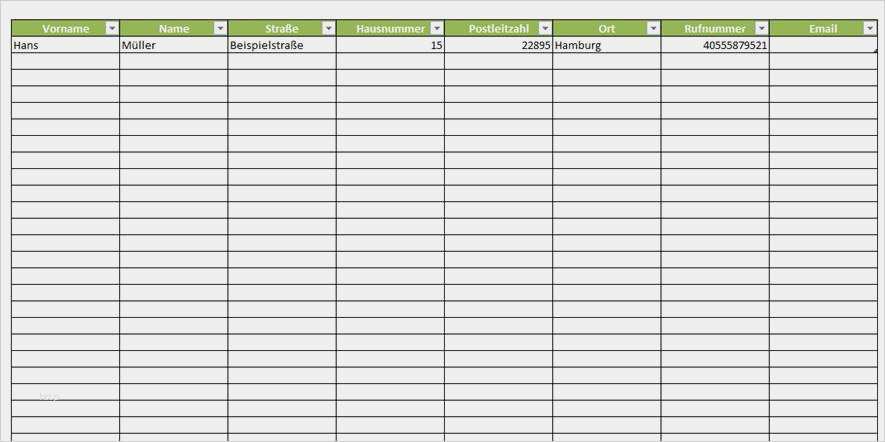 Adressliste Erstellen Vorlage Inspiration Excel Vorlagen Adressliste Kostenlos – Excelvorlagen