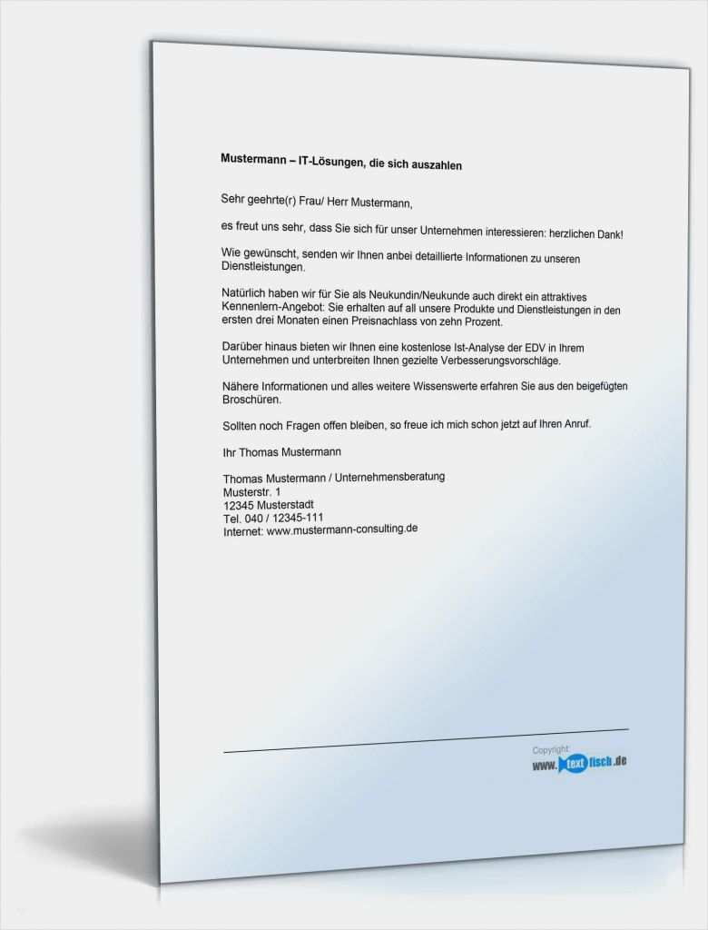Agb Vorlage Kostenlos Download Wunderbar Werbebrief Für Einen It Consultant Mit Infomaterial