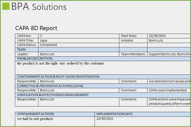 Aktivitätenliste Vorlage Schönste 8d Report Vorlage Schöne Bpa Quality iso 9001 2015 Bpa