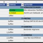 Aktivitätenplan Vorlage Süß Detaillierter Cut Over Plan Mit Microsoft Excel Doktor Erp
