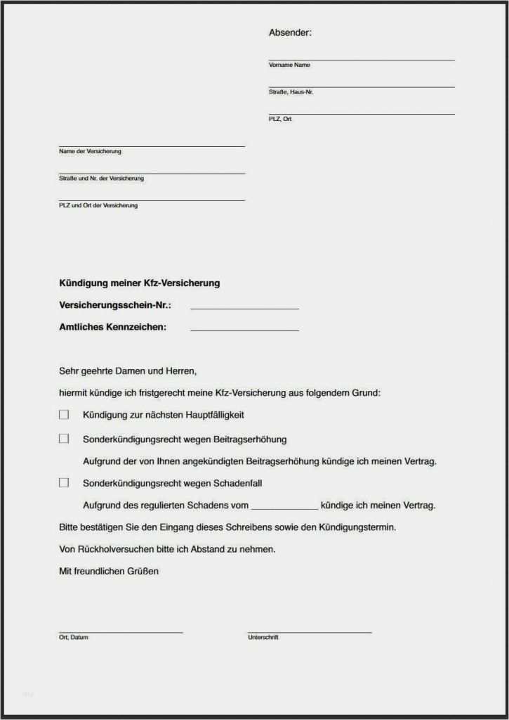 Allsecur Kfz Versicherung Kündigen Vorlage Angenehm Kündigung Schreiben Vorlage Einzigartig Vorlage Kündigung
