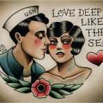 Amerikanische Tattoos Vorlagen Genial Sailor and Flapper Traditional Tattoo Print by
