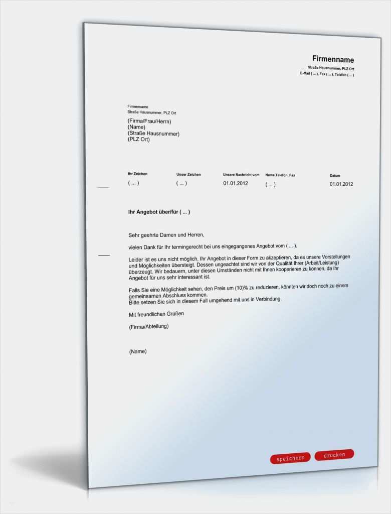 Angebot Einholen Vorlage Kostenlos Fabelhaft Absage Angebot Preis