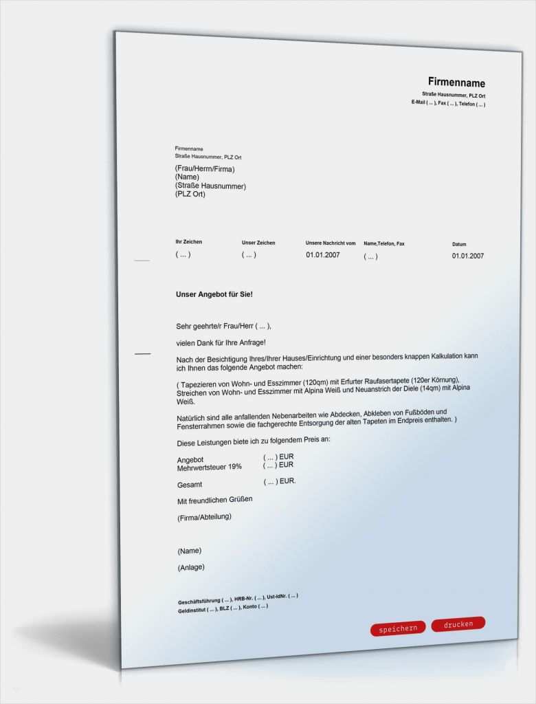 Angebot Hotel Vorlage Neu Angebot Handwerkerleistung Editierbare Vorlage Zum Download