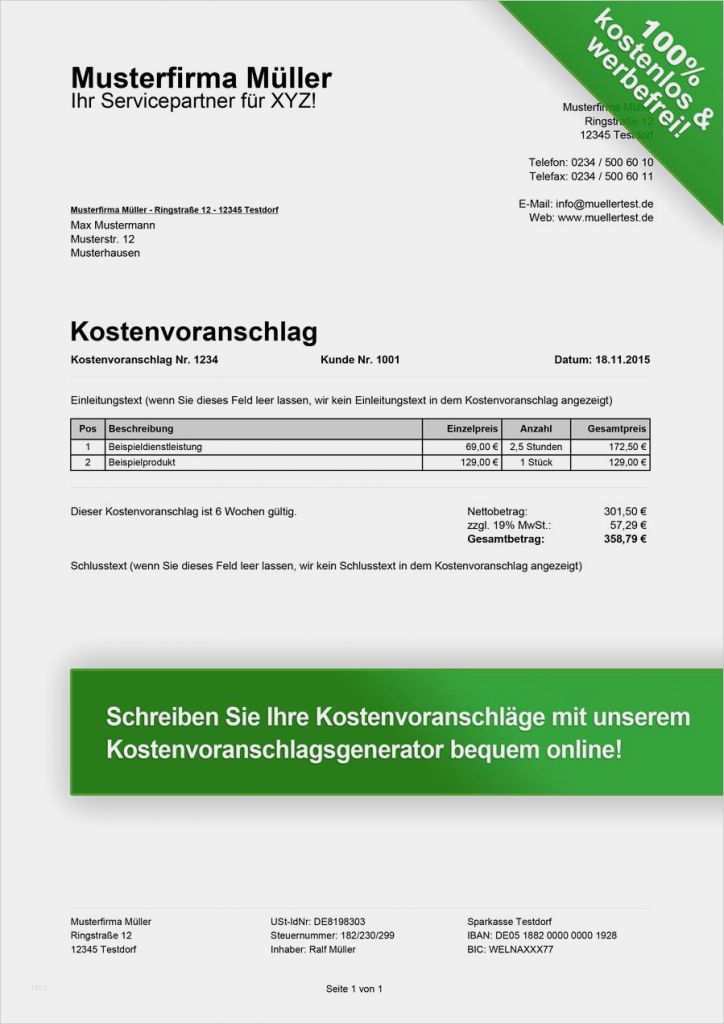 Angebot Vorlage Word Kostenlos Erstaunlich Kostenvoranschlag Vorlagen Kostenlos En