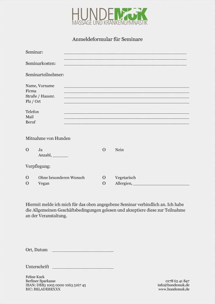 Anmeldung Seminar Vorlage Wunderbar Seminaranmeldung