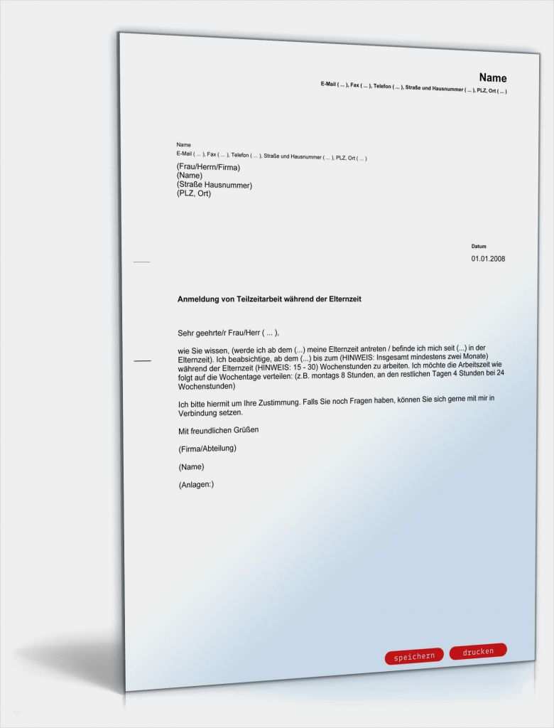 Antrag Auf Erlass Kfw Darlehen Vorlage Wunderbar Antrag Teilzeitarbeit Elternzeit