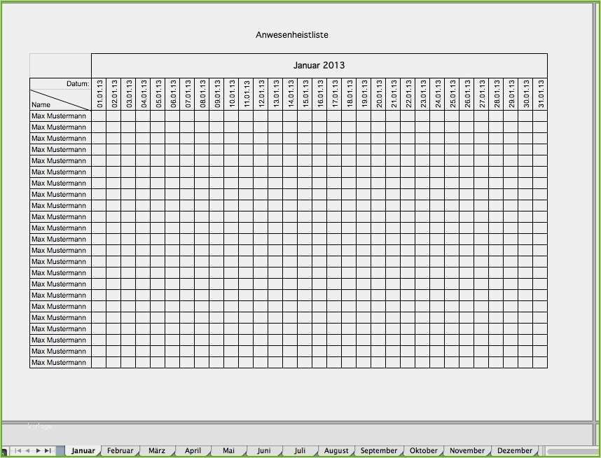 Anwesenheitsliste Monat Vorlage Einzigartig Dienstplan Vorlage Monat Am Besten Excel Vorlage