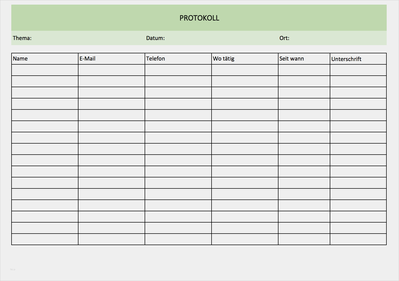 Anwesenheitsliste Vorlage Pdf Einzigartig Protokollvorlage Als Muster