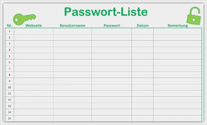 Anwesenheitsliste Vorlage Pdf Genial Vorlage Passwort Liste Kennwort Liste Download
