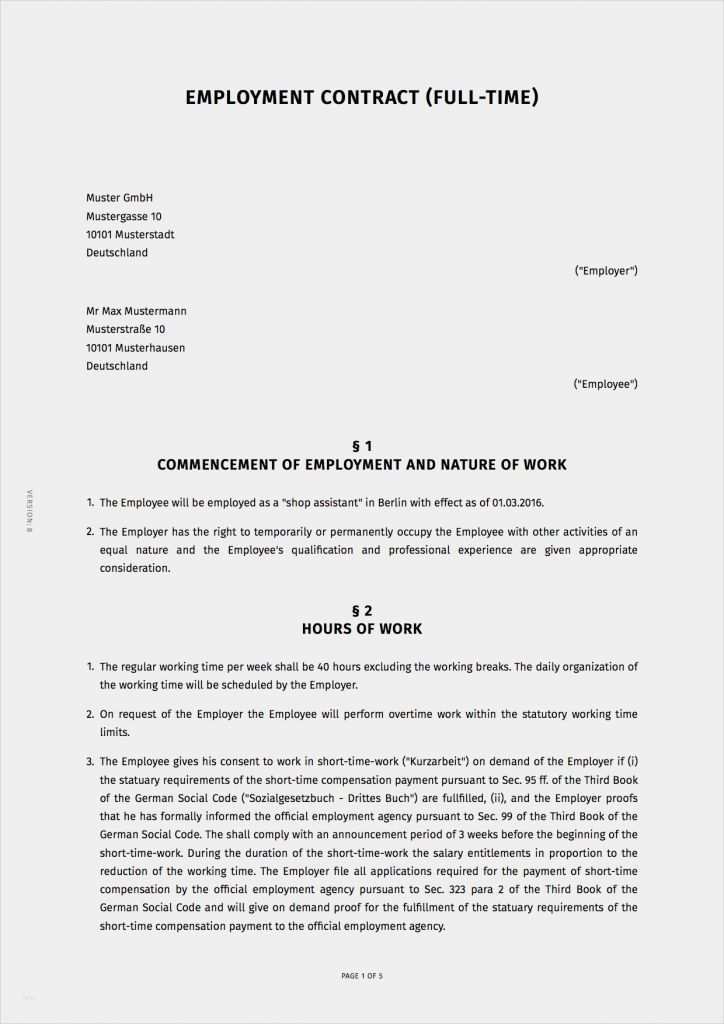 Arbeitsvertrag Freiberufler Vorlage Fabelhaft Vollzeit Arbeitsvertrag Englisch Erstellen