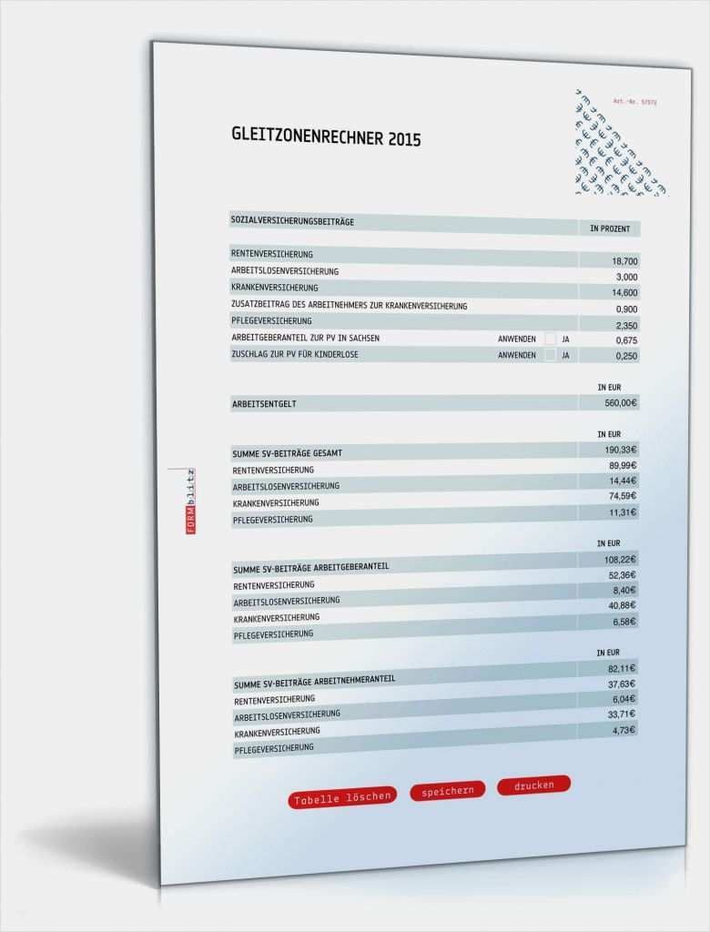 Arbeitsvertrag Gleitzone Vorlage Erstaunlich Gleitzonenrechner 2015