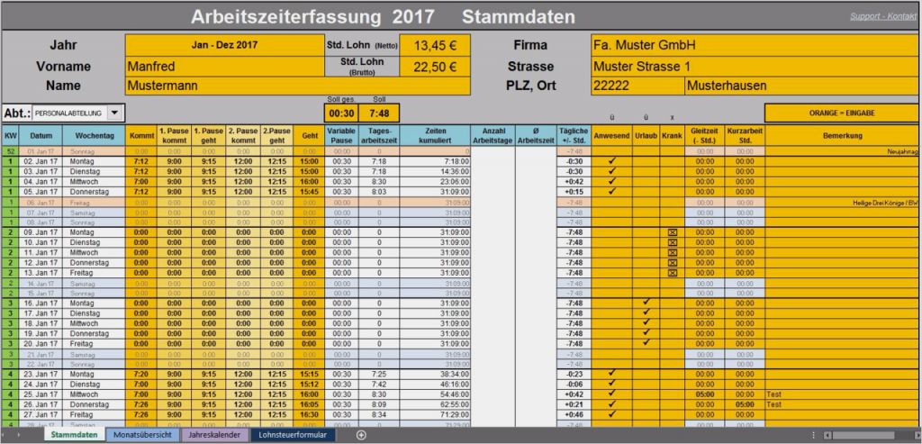 Arbeitszeiterfassung Excel 2018 Vorlage Genial Arbeitszeiterfassung 2019 Variable Pause
