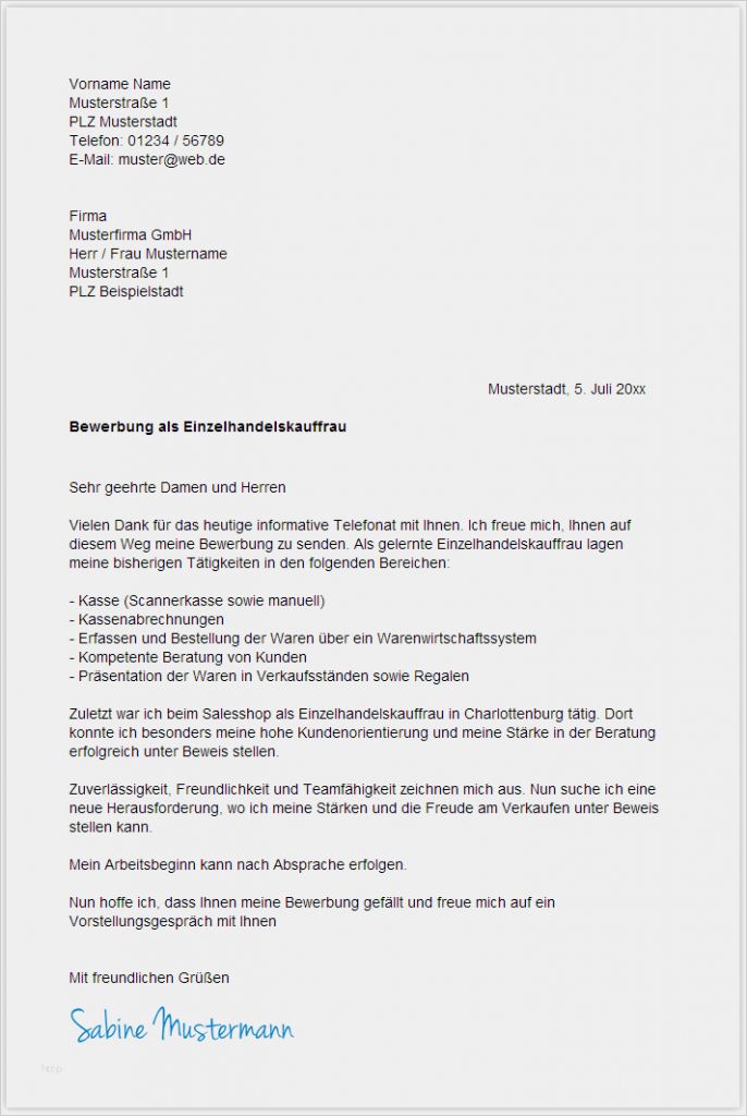 Arbeitszeugnis Vorlage Einzelhandelskauffrau Erstaunlich 17 Bewerbungsanschreiben Einzelhandelskauffrau