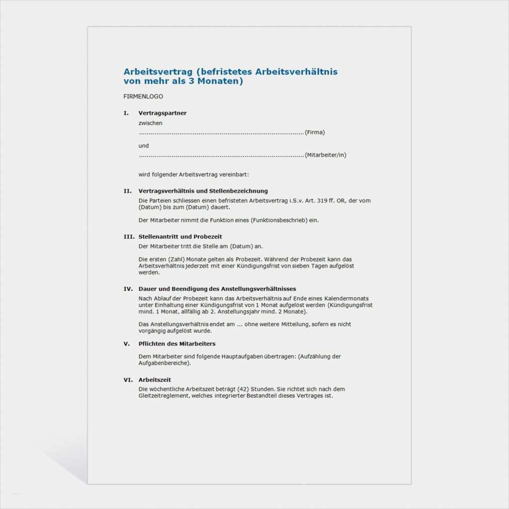 Aufhebungsvertrag Wohnung Vorlage Großartig Muster Befristeter Arbeitsvertrag