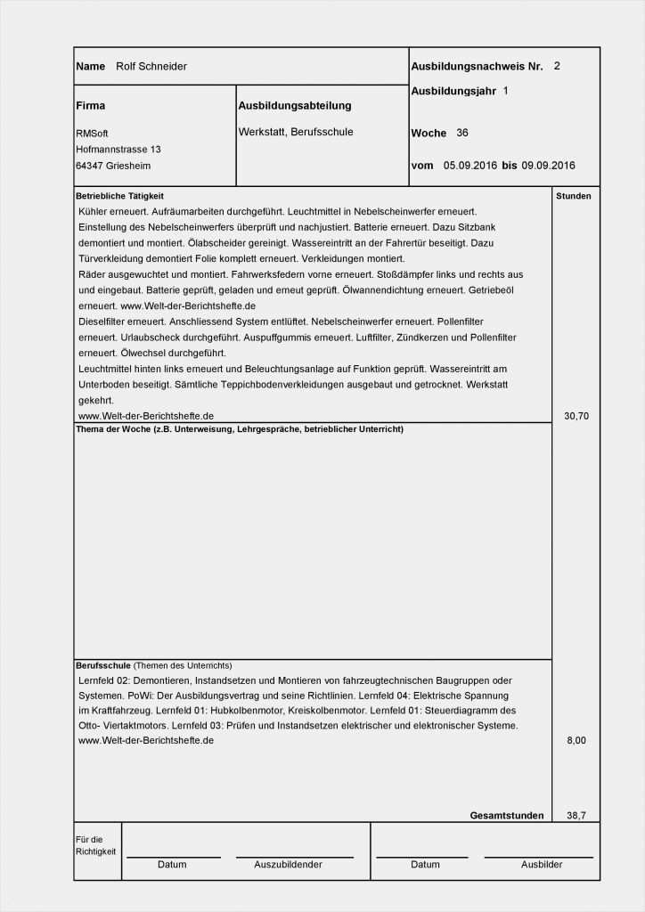 Ausbildungsnachweis Koch Vorlage Schön Berichtsheft Bäcker Berichte