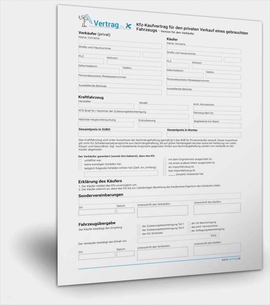Auto Verkaufen Schild Vorlage Großartig Kostenlose Vorlage Für Einen Kfz Kaufvertrag