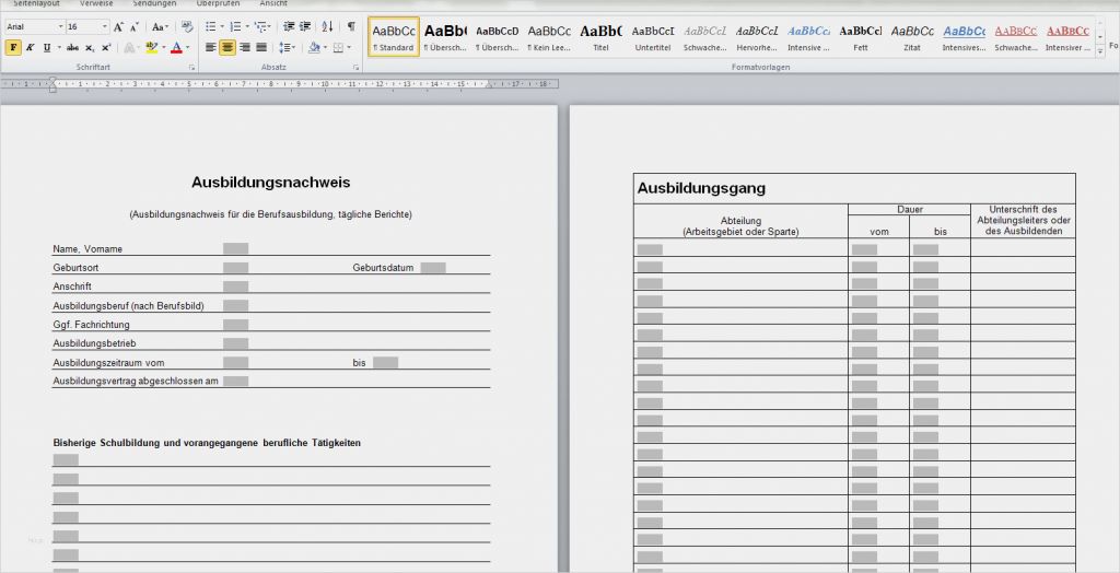 Autofachmann Berichtsheft Vorlage Download Großartig Ausbildungsnachweis Ausbildungsrahmenplan Zum Download