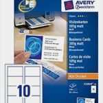 Avery Zweckform C32011 10 Vorlage Erstaunlich Avery Zweckform Visitenkarten 85x54mm 185g C 10 Matt