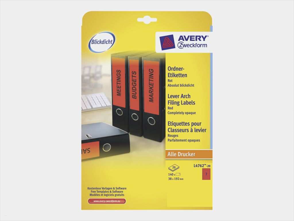 Avery Zweckform Vorlage L4760 Hübsch Avery Zweckform L4760 100 ordner Etiketten 38mm X 192mm