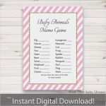 Baby Shower Spiele Vorlagen Erstaunlich Babyparty Spiele Baby Tiere Namen Spiel Pink Und Gold