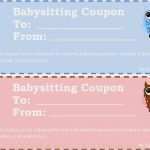Babysitter Gutschein Vorlage Schön Printable Babysitting Coupons Free Baby Sitting Voucher