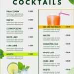 Barkarte Vorlage Süß Ungewöhnlich Cocktail Liste Vorlage Ideen Beispiel