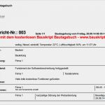 Bau Tagesbericht Vorlage Pdf Elegant Bautagebuch Download