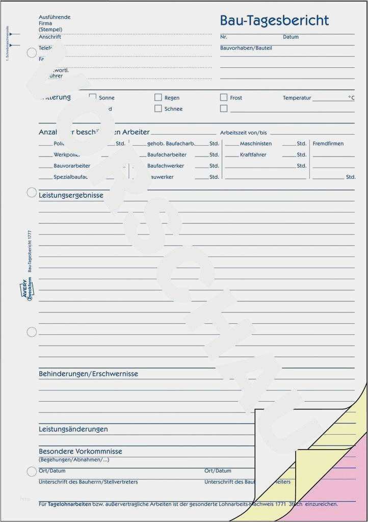 Bautagebuch Vorlage Word Cool Bau Tagesbericht 1777