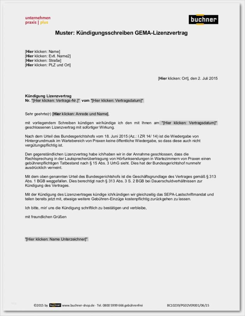 Behandlungsvertrag Physiotherapie Vorlage Erstaunlich Kündigungsschreiben Gema Lizenzvertrag Praxisführung