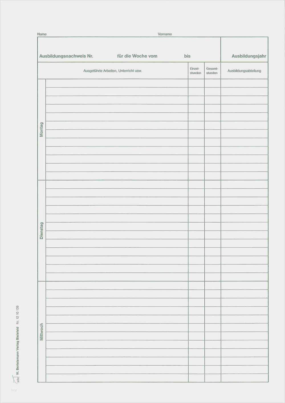 Berichtsheft Vorlage Täglich Kostenlos Einzigartig Ausbildungsnachweis Ihk Vorlage – Kostenlos Vorlagen