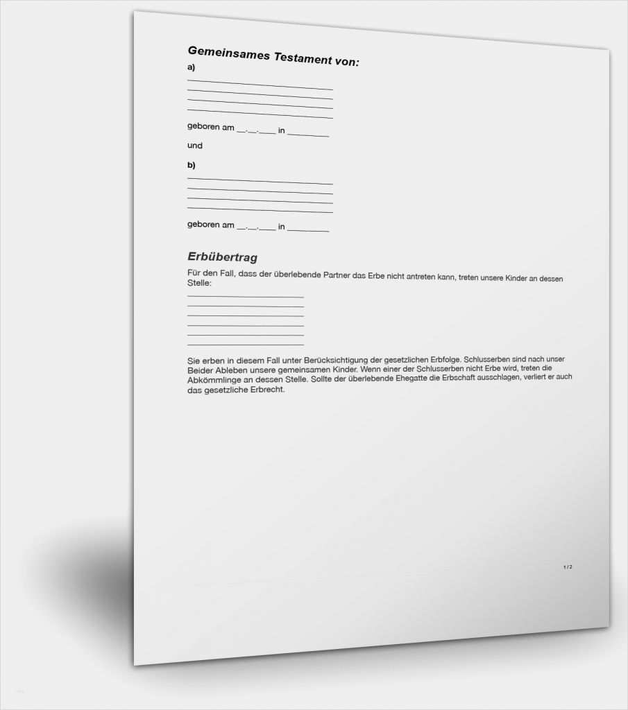 Berliner Testament Vorlage Pdf Neu Berliner Testament