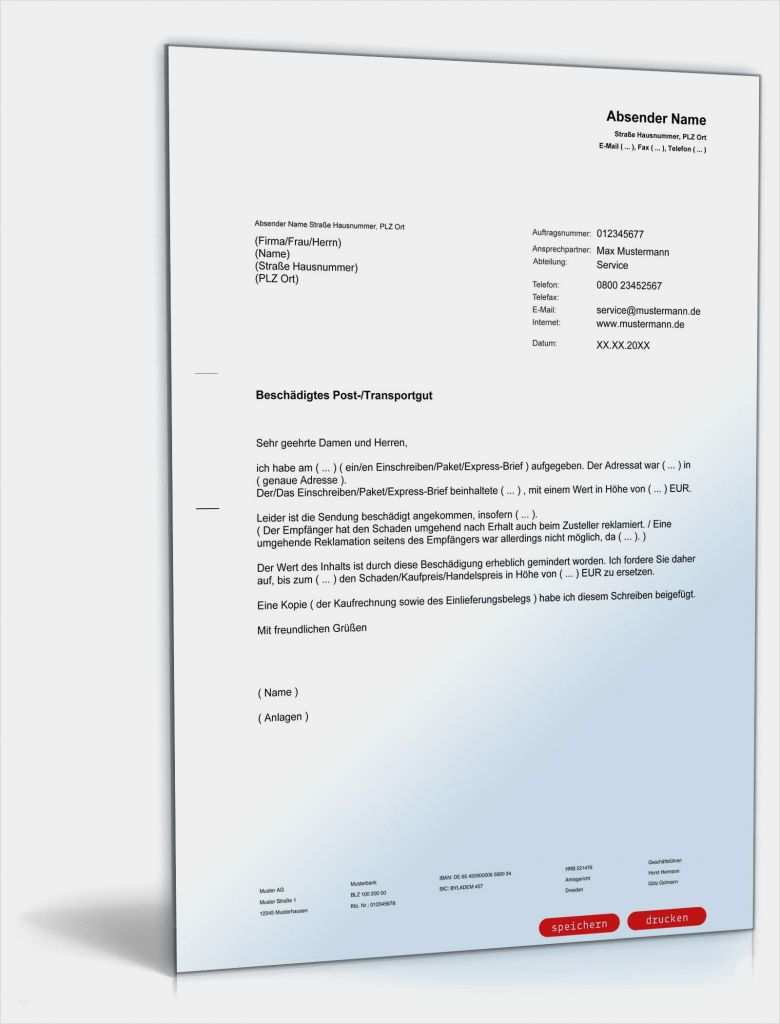 Beschwerdebrief Pflegeheim Vorlage Neu Beschwerde Beschädigtes Postgut Muster Vorlage Zum Download