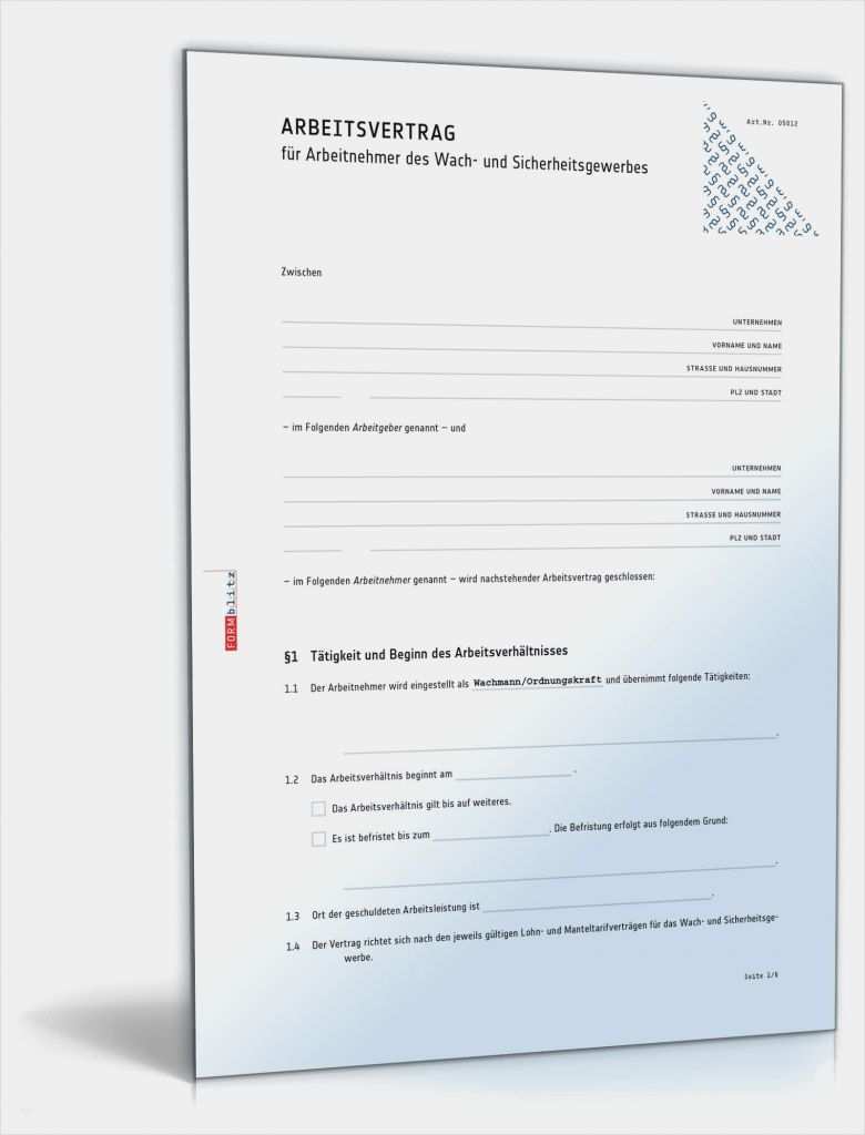 Bestellung Sicherheitsbeauftragter Vorlage Angenehm Arbeitsvertrag Bewachungsgewerbe