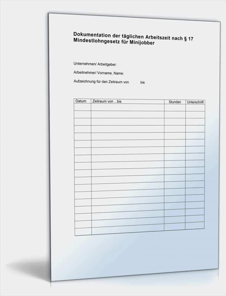 Besuchsbericht Vertrieb Vorlage Kostenlos Erstaunlich Stundenaufzeichnung Für Minijobber