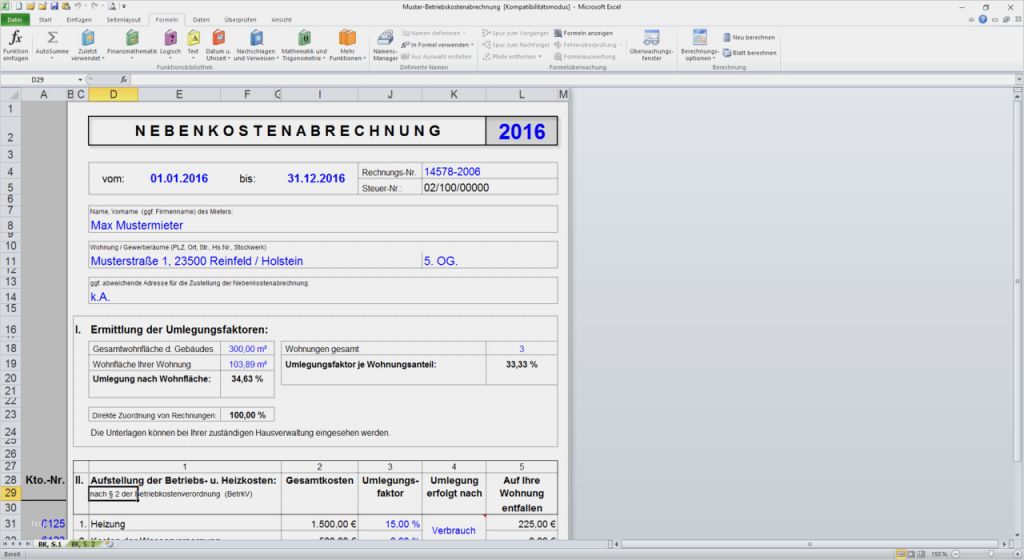 Betriebskostenabrechnung Vorlage Excel Kostenlos Süß Muster Betriebskostenabrechnung Excel Vorlagen Shop