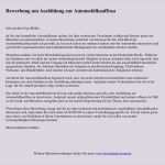 Bewerbung Kinderpflegerin Ausbildung Vorlage Hübsch Automobilkauffrau Bewerbungsmuster Um Ausbildungsplatz