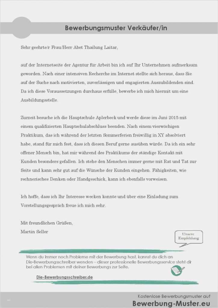 Bewerbungsschreiben Vorlage Verkäuferin Ohne Erfahrung Luxus 18 Initiativbewerbung Anschreiben Muster Verkäuferin