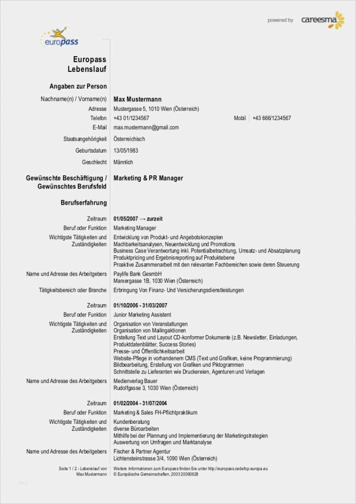 Bitte Keine Werbung Vorlage Hübsch Cv Europass Vorlage