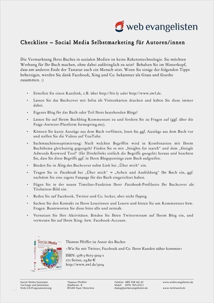 Bitte Keine Werbung Vorlage Hübsch Handout Checkliste – social Media Selbstmarketing Für