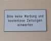 Bitte Keine Werbung Vorlage Luxus Türschild Bitte Keine Werbung Und Kostenlose Zeitungen