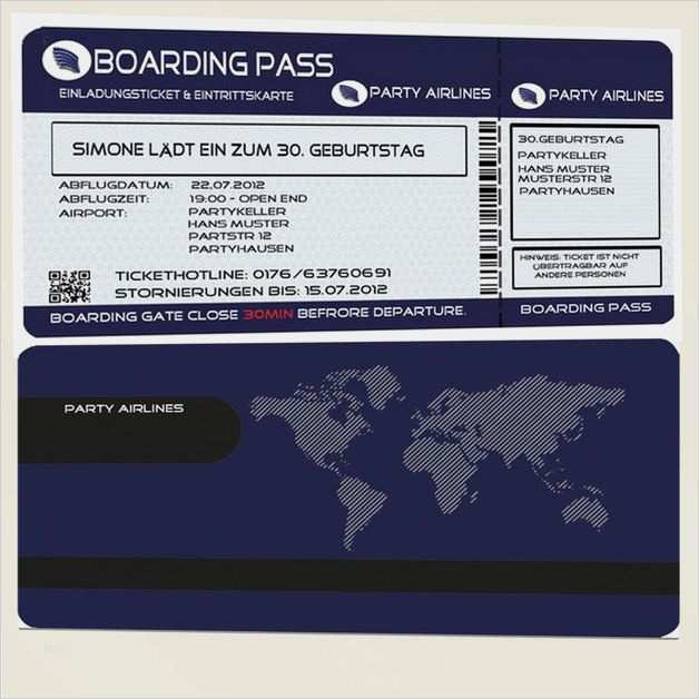 Bordkarte Vorlage Geschenk Angenehm Einladungskarten Geburtstag Einladung Flugticket