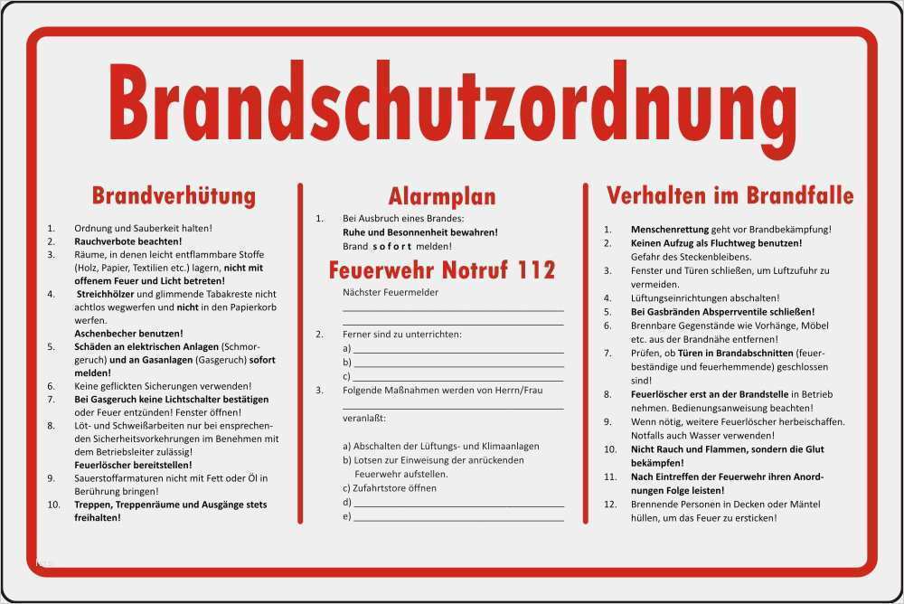 Brandschutzordnung Vorlage Word Elegant Brandschutzordnung Brandschutzordnung Einebinsenweisheit