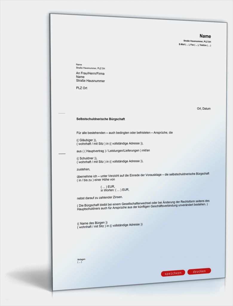 Bürgschaft Vorlage Pdf Erstaunlich Bürgschaft Vorlage Pdf – Vorlagen Kostenlos